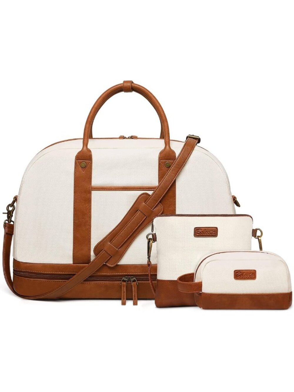 Spacious Canvas Weekender Tote Bag with Shoe Compartment - Perfect for Travel